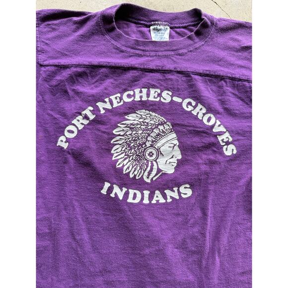 Vintage 1970s Purple Ringer Highschool Tee Size XS Indian Singers - Picture 4 of 7